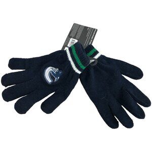 BNWT Men's NHL  Official Canucks Navy Knit Gloves w/Canucks Logo Embroidery OS